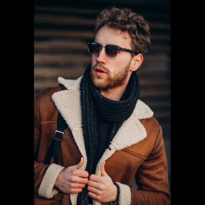 Mens Brown Fur Leather Jacket