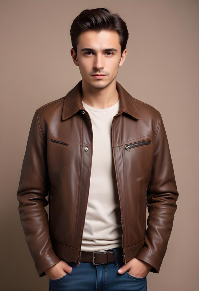 vintage brown leather jacket