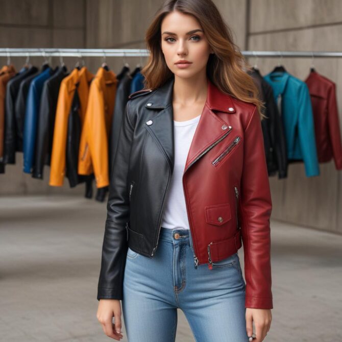 Womens Multicolor Leather Jacket